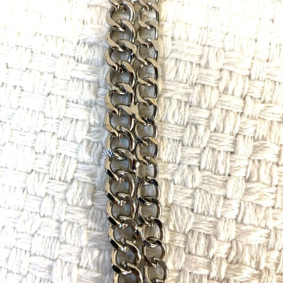 VTG Lilac Lucite Disks Set In Silver Color 26” Chain Waterfall Necklace - Picture 3 of 4